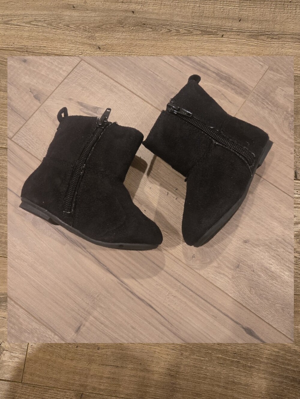 Vintage Lynn Baby Girl Black Suede Winter Side Zip Boots Size 6